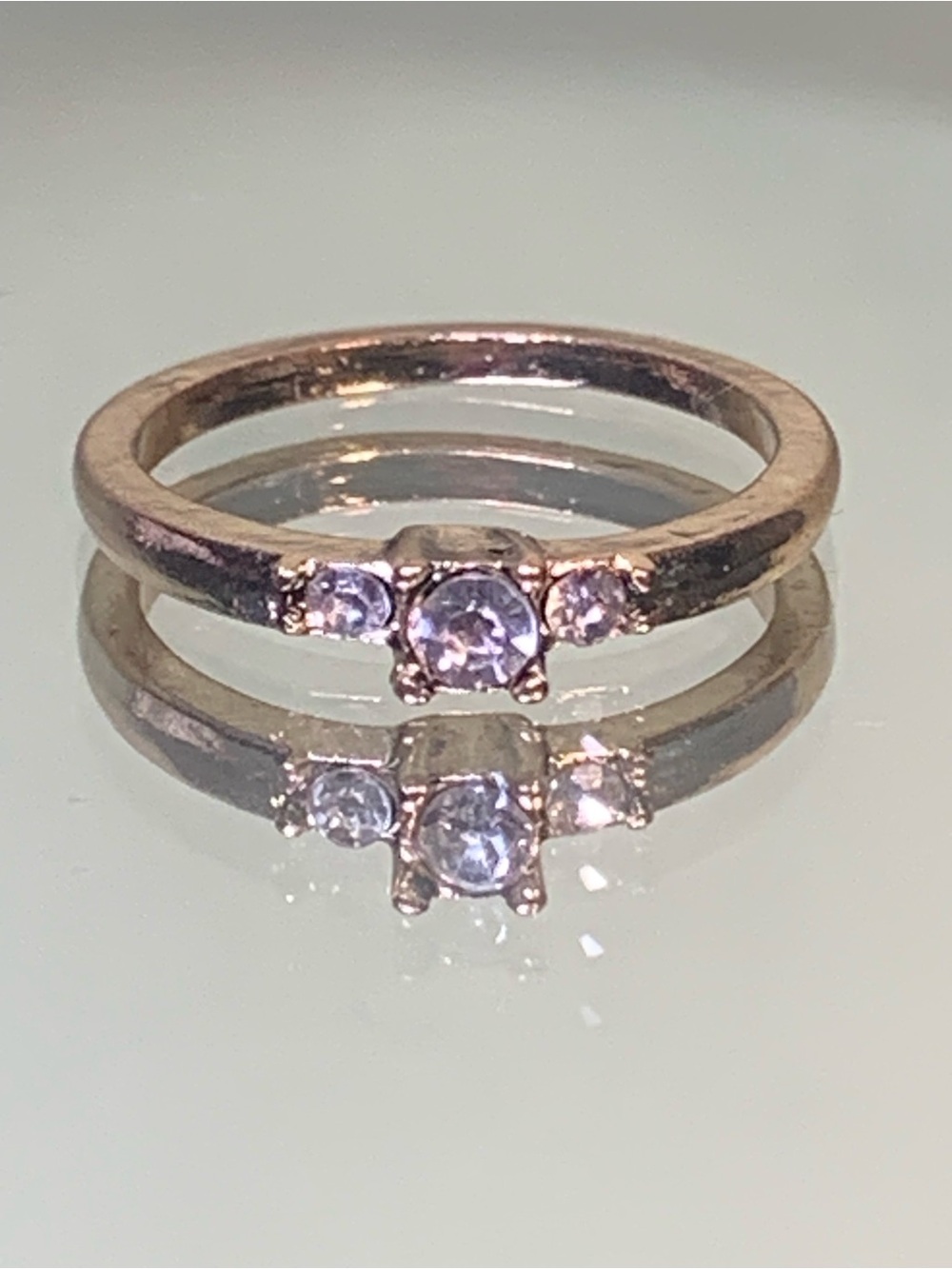 Three-Stone Gem Gold-Tone Ring